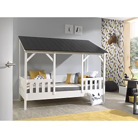 Children's House-Shaped Bed Charlotte - Black, VIPACK FURNITURE