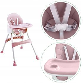 Dining chair Prima 2in1 - pink and white, EcoToys