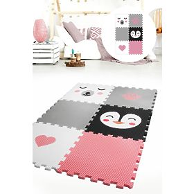 Foam play mat 6 pcs - Bear, penguin, heart and paw, VYLEN