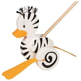 Pull animal on a stick Goki - Zebra duckling