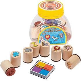 Goki set of wooden stamps with ink - 8 pcs, Goki