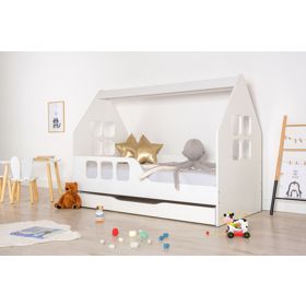 House bed Woody 160 x 80 cm - white, Wooden Toys