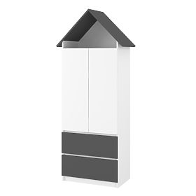 Sofie House-Shaped Wardrobe - Grey, BabyBoo