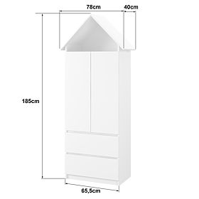 Sofie House-Shaped Wardrobe - White, BabyBoo