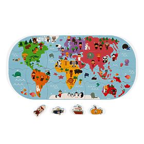 Janod Water Toy Puzzle World Map 28 pcs, JANOD