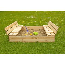 Closable Children's Sandbox with Benches - 120x120 cm, Ourbaby®