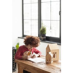 Magnetic Montessori wooden house - natural, Babai