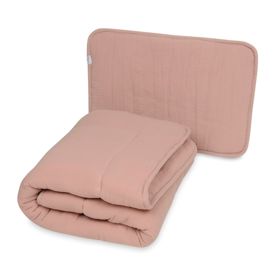 Muslin blanket and pillow with filling 100x135 + 40x60 - pink