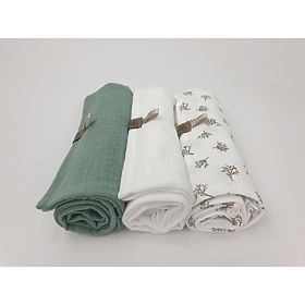 Muslin diapers 3 pcs - green, TOLO