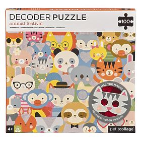 Petit Collage Puzzle animals 100 pcs with 3D glasses, Petit Collage