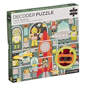 Petit Collage Puzzle robots 100 pcs with 3D glasses, Petit Collage