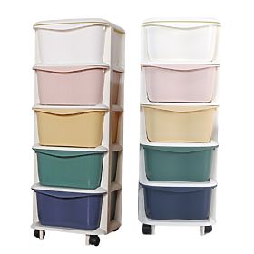 Plastic Shelf on Wheels for Children with Drawers, E-CARLA