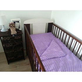 Polka Dot Baby Cot Bedding Set - Purple, Frotti