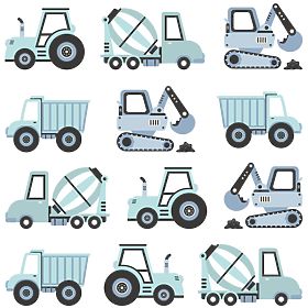 Set of wall stickers - Trucks 12 pcs