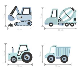 Set of wall stickers - Trucks 12 pcs