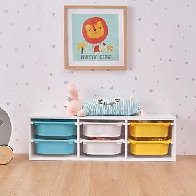 Shelf with Storage Boxes Explorer - Blue / White / Yellow