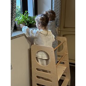 Sibling Learning Tower DOUBLE M - Natural, baby wood