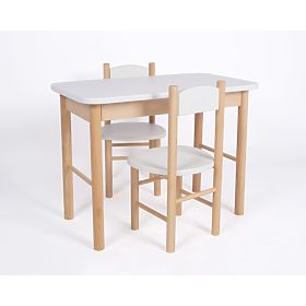 Simple Table and Chair Set - White, Drewnopol