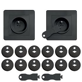 SIPO Protective covers for electric sockets, black - 12 pcs, Sipo