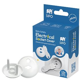 SIPO Protective covers for electric sockets, white - 12 pcs