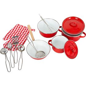 Small Foot Children's metal red tableware, small foot