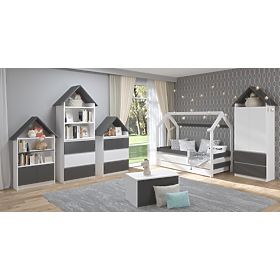 Sofie House-Shaped Bookshelf - Grey, BabyBoo