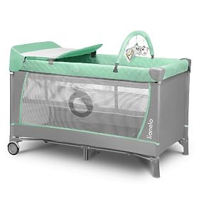 Travel cot with changing table - green, Lionelo