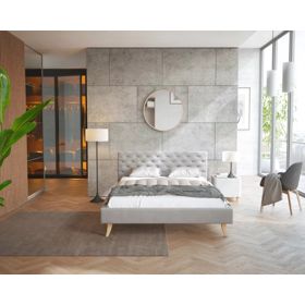 Upholstered Bed Kalifornia 140 x 200 cm - Gray, FDM