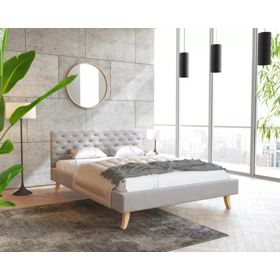 Upholstered Bed Kalifornia 140 x 200 cm - Gray, FDM