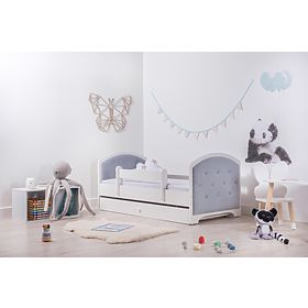 Upholstered Bed Luna with Guardrail - Light Grey