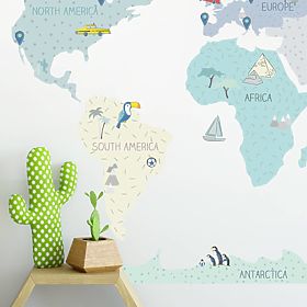 Wall sticker World map - mint