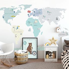 Wall sticker World map - mint