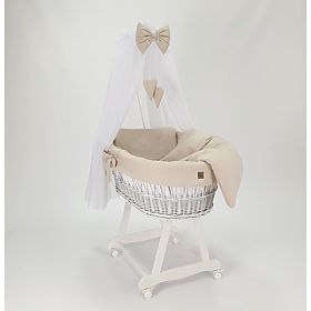 Wicker Cradle with Cotton Bedding for Baby - Beige, TOLO