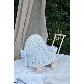 Wicker pram for dolls - white, Ourbaby®