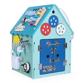 Wooden Activity Board House - Blue