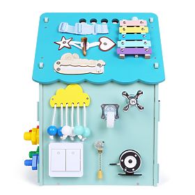 Wooden Activity Board House - Blue, 2Kids Toys