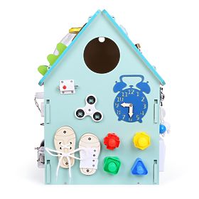 Wooden Activity Board House - Blue, 2Kids Toys