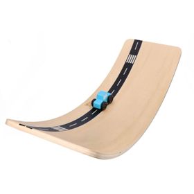 Wooden balance board with toy car and road, AdamToys