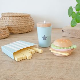 Wooden food - cutting - French fries meal set