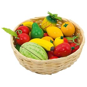 Wooden fruit in a basket 23 pcs, Goki