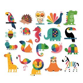 Wooden Magnets - Rainbow Animals