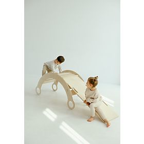 Wooden Montessori Swing with Slide/Climbing Wall L - Natural